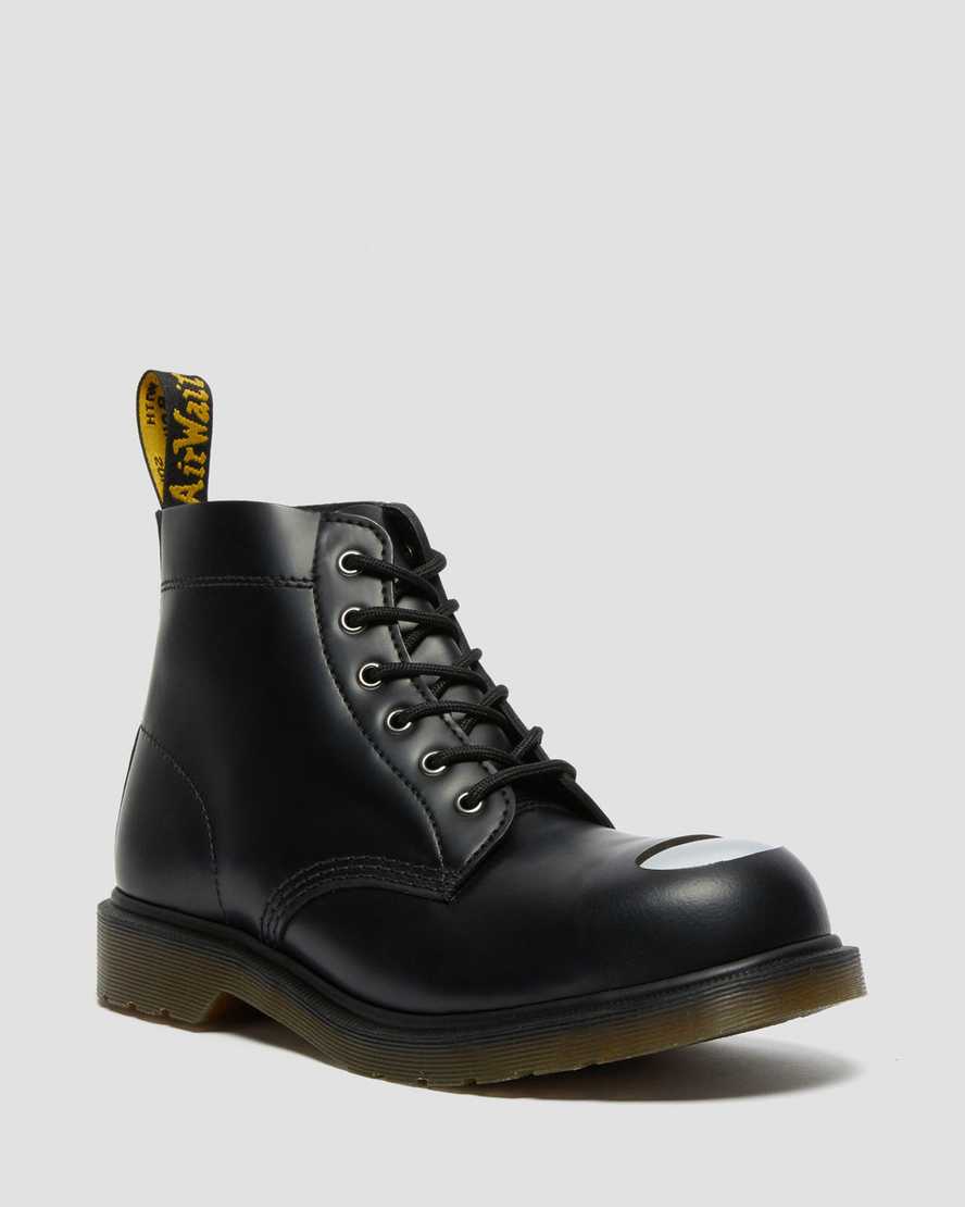 Dr. Martens 101 Exposed Steel Toe Nahka Naisten Nilkkurit - Mustat Nilkkurit [219-SFRLZQ]